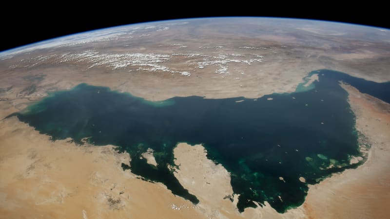 The Persian Gulf and the Strait of Hormuz region seen from the International Space Station